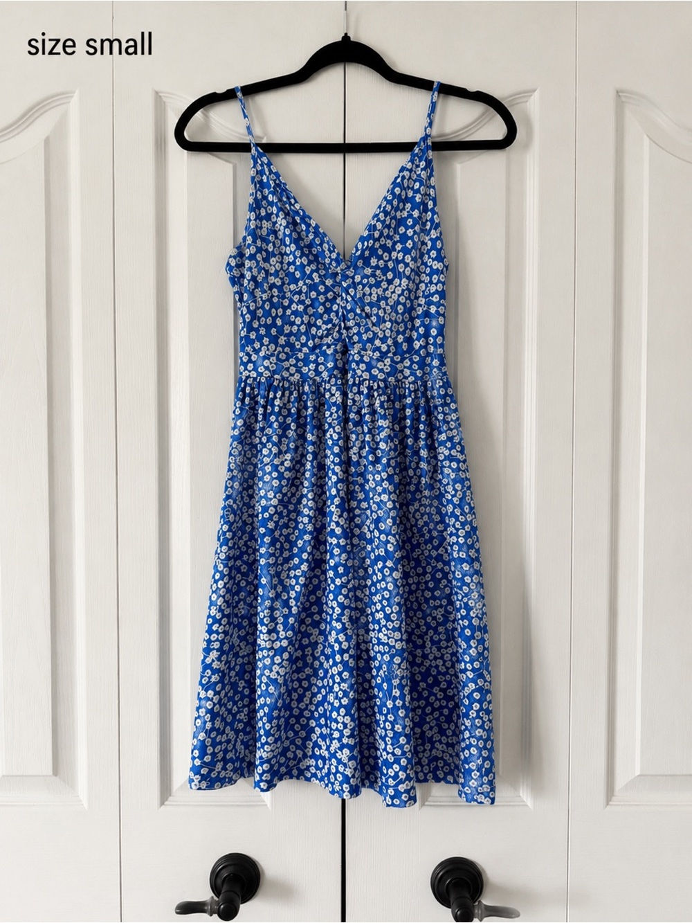 Blue Floral Spaghetti Strap Dress - Women